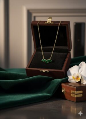 Emerald-Hued Gemstone Arch Necklace