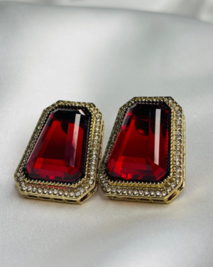 Elegant Red Crystal Stud Earrings