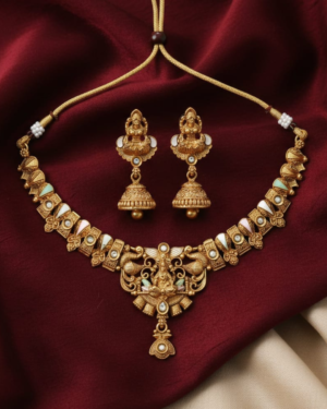 South Indian Gold-Plated Lakshmi Temple Jewelry Set