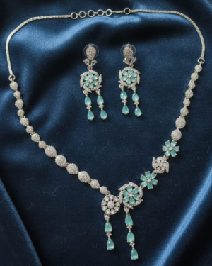 Stunning Amethyst & Cubic Zirconia Flower Drop Necklace and Earring Set