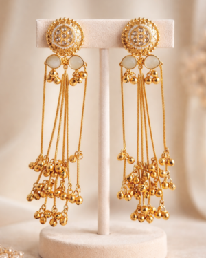 Extra Long Tassel Chain Dangler Earrings (White)
