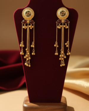 Extra Long Tassel Chain Dangler Earrings (Maroon)