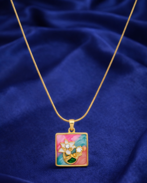 Artisan Enamel Petal Pendant Necklace for Women
