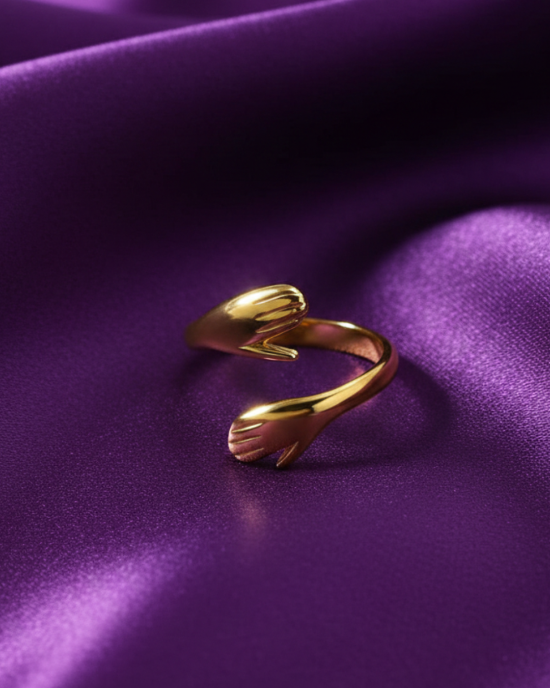 Embrace Hands Open Cuff Ring – Anti-Tarnish Stainless Steel