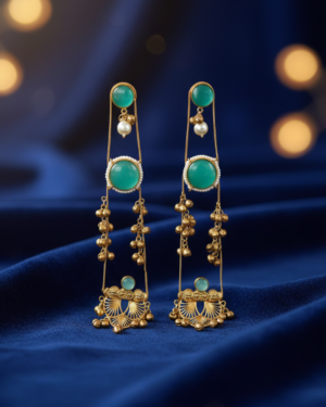 Extra Long Chain Drop Earrings for Women (Sea Green)