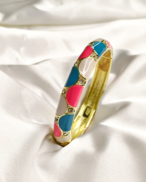 Gold Plated Multicolor Enamel Bangle Bracelet