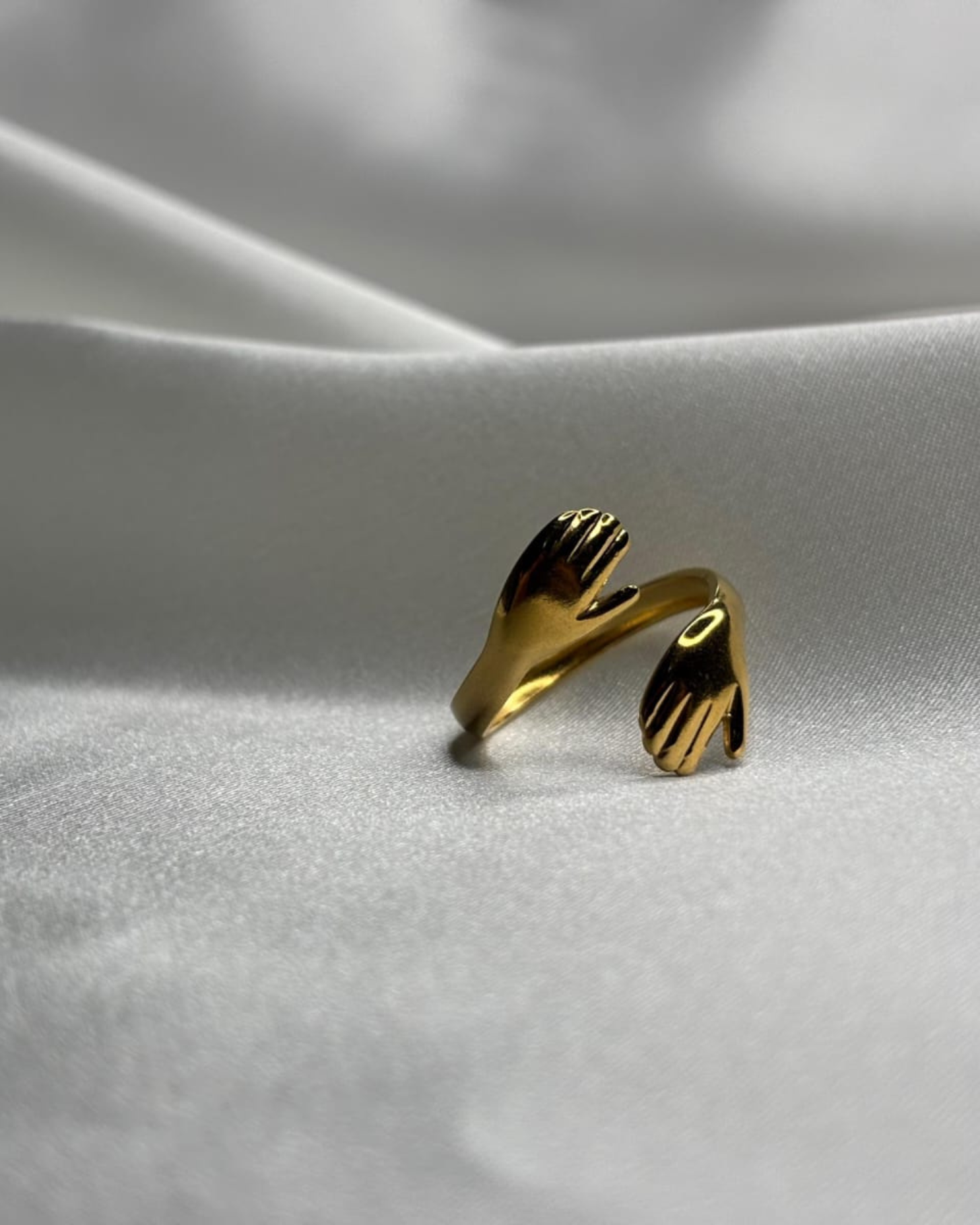 Embrace Hands Open Cuff Ring – Anti-Tarnish Stainless Steel - Image 3