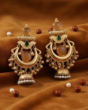 Traditional Gold-Plated Jhumka Earrings for Women {Shiny Yellow}