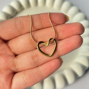 18K Gold Plated Heart Pendant Necklace for Women | Minimalist Open Heart Charm with Sleek Snake Chain | Elegant Jewelry Gift for Girls, Anniversary, Birthday, & Valentine’s Day