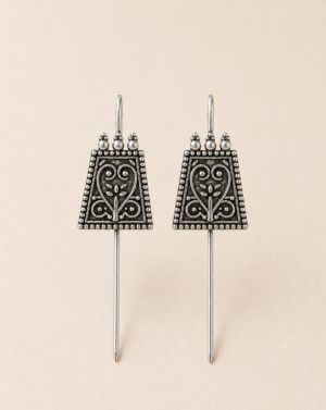 Artisan Oxidized Tribal Jewelry | Antique Ear Crawlers | Handcrafted Botanical Statement Earrings | Geometric Boho Tribal Accessories