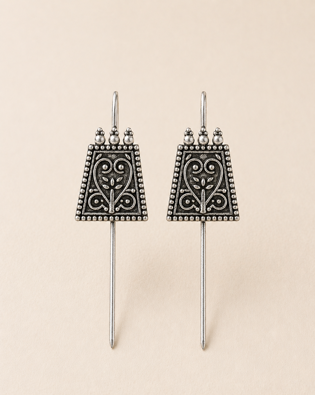 Artisan Oxidized Tribal Jewelry | Antique Ear Crawlers | Handcrafted Botanical Statement Earrings | Geometric Boho Tribal Accessories