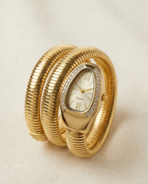 Premium Anti-Tarnish Serpentine Wrap Watch | Luxury Snake Coil Bracelet Watch | Waterproof Roman Numeral Analog Watch | Elegant Jewelry Timepiece for Women
