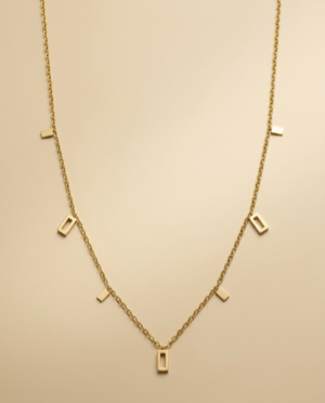 Anti-Tarnish 18K Gold Geometric Necklace | Waterproof Rectangle Station Chain