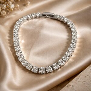 Premium Silver-Plated Cubic Zirconia Tennis Bracelet | Sparkle & Brilliance Diamond Simulant Design | Elegant Gift for Her | Perfect for Wedding, Engagement, & Occasion Wear