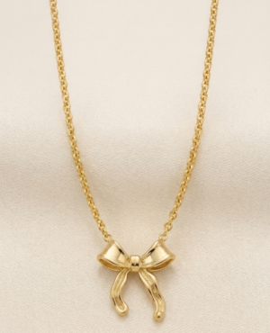 Gold Bow Ribbon Pendant Necklace – Dainty Coquette Style Jewelry for Women