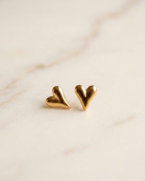 Anti-Tarnish Heart Stud Earrings | Waterproof Dainty Heart Posts
