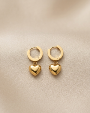 Anti-Tarnish Heart Huggie Earrings | Waterproof Dainty Charm Hoops